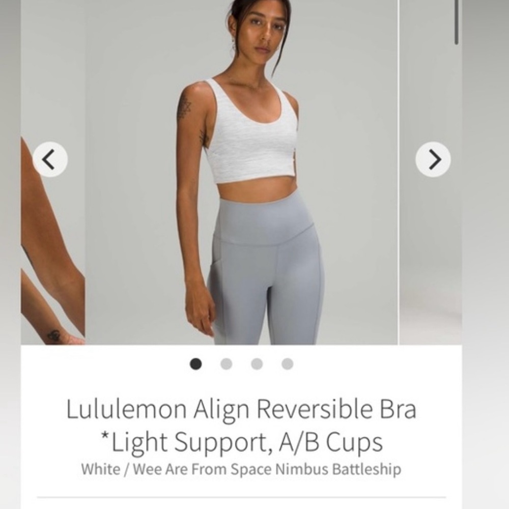 Lululemon Athletica White Gray Reversible Bra Size 8 EUC